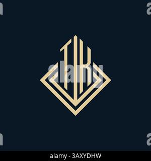 Initials TK logo rhombus lines shape style, luxury modern real estate logo design vector graphic Stock Vector