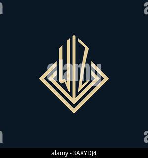 Initials WZ logo rhombus lines shape style, luxury modern real estate logo design vector graphic Stock Vector
