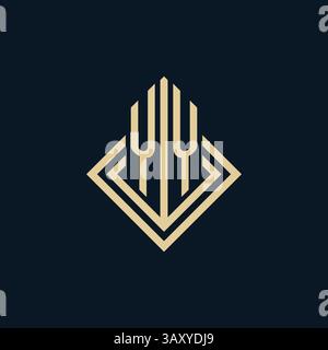 Initials YY logo rhombus lines shape style, luxury modern real estate logo design vector graphic Stock Vector