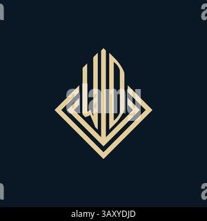 Initials WD logo rhombus lines shape style, luxury modern real estate logo design vector graphic Stock Vector