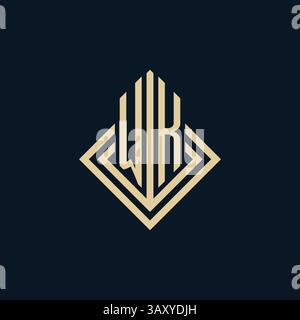 Initials WK logo rhombus lines shape style, luxury modern real estate logo design vector graphic Stock Vector