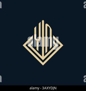 Initials YN logo rhombus lines shape style, luxury modern real estate logo design vector graphic Stock Vector