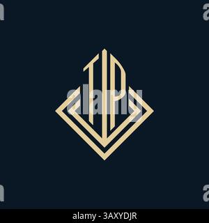 Initials TP logo rhombus lines shape style, luxury modern real estate logo design vector graphic Stock Vector