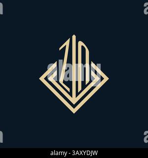 Initials ZN logo rhombus lines shape style, luxury modern real estate logo design vector graphic Stock Vector
