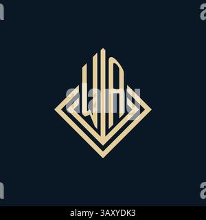 Initials WA logo rhombus lines shape style, luxury modern real estate logo design vector graphic Stock Vector