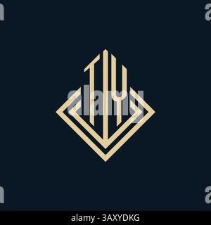 Initials TY logo rhombus lines shape style, luxury modern real estate logo design vector graphic Stock Vector