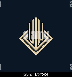 Initials UW logo rhombus lines shape style, luxury modern real estate logo design vector graphic Stock Vector