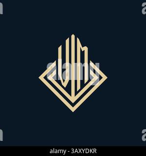 Initials VM logo rhombus lines shape style, luxury modern real estate logo design vector graphic Stock Vector