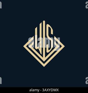 Initials WS logo rhombus lines shape style, luxury modern real estate logo design vector graphic Stock Vector