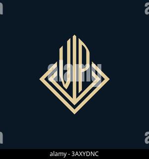 Initials VP logo rhombus lines shape style, luxury modern real estate logo design vector graphic Stock Vector
