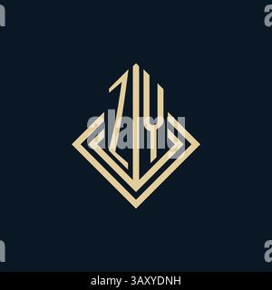 Initials ZY logo rhombus lines shape style, luxury modern real estate logo design vector graphic Stock Vector