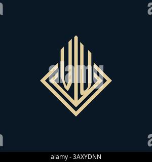 Initials VU logo rhombus lines shape style, luxury modern real estate logo design vector graphic Stock Vector
