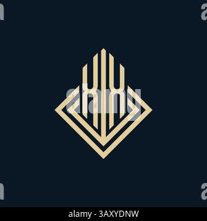 Initials XX logo rhombus lines shape style, luxury modern real estate logo design vector graphic Stock Vector