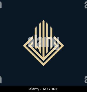 Initials WX logo rhombus lines shape style, luxury modern real estate logo design vector graphic Stock Vector