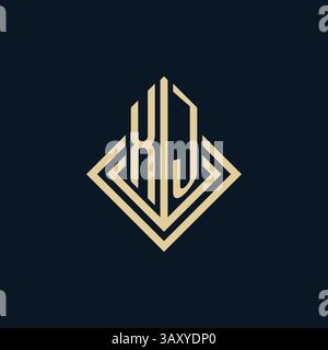 Initials XJ logo rhombus lines shape style, luxury modern real estate logo design vector graphic Stock Vector
