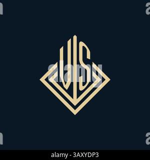 Initials VS logo rhombus lines shape style, luxury modern real estate logo design vector graphic Stock Vector