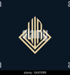 Initials WR logo rhombus lines shape style, luxury modern real estate logo design vector graphic Stock Vector