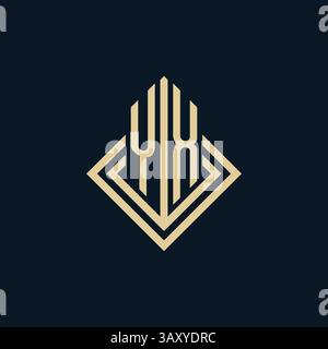 Initials YX logo rhombus lines shape style, luxury modern real estate logo design vector graphic Stock Vector