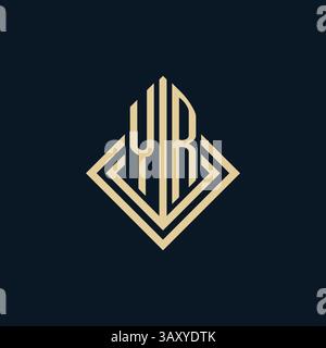 Initials YR logo rhombus lines shape style, luxury modern real estate logo design vector graphic Stock Vector
