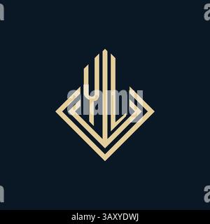 Initials YL logo rhombus lines shape style, luxury modern real estate logo design vector graphic Stock Vector
