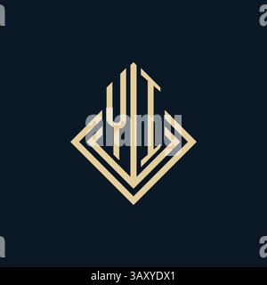 Initials YI logo rhombus lines shape style, luxury modern real estate logo design vector graphic Stock Vector