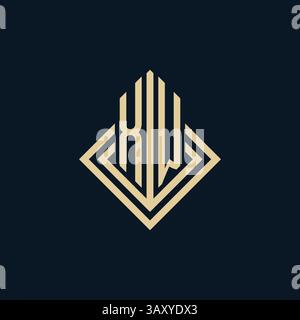 Initials XW logo rhombus lines shape style, luxury modern real estate logo design vector graphic Stock Vector