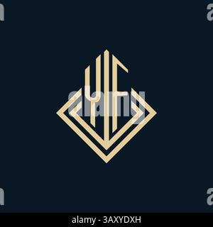 Initials YF logo rhombus lines shape style, luxury modern real estate logo design vector graphic Stock Vector
