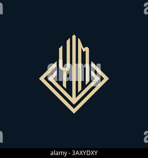 Initials YM logo rhombus lines shape style, luxury modern real estate logo design vector graphic Stock Vector
