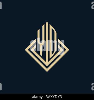 Initials YD logo rhombus lines shape style, luxury modern real estate logo design vector graphic Stock Vector