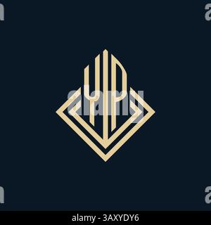 Initials YP logo rhombus lines shape style, luxury modern real estate logo design vector graphic Stock Vector