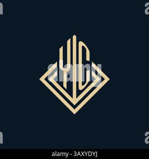 Initials YC logo rhombus lines shape style, luxury modern real estate logo design vector graphic Stock Vector