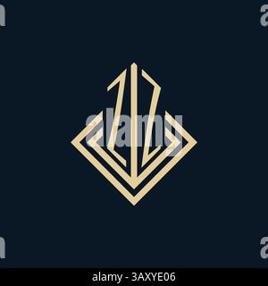 Initials ZZ logo rhombus lines shape style, luxury modern real estate logo design vector graphic Stock Vector
