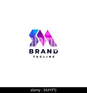 Initial Letter SM Colorful Mosaic Logo Design. Colored Mosaic Triangle Initials Letters S and M Logo Design. Stock Vector