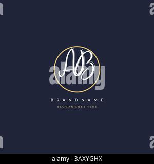 Initial letter AB logo monogram feminine style with circle line design ideas vector graphic Stock Vector
