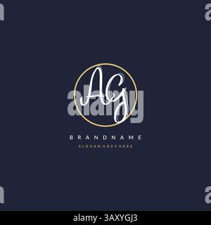 Initial letter AG logo monogram feminine style with circle line design ideas vector graphic Stock Vector