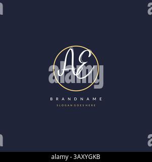 Initial letter AE logo monogram feminine style with circle line design ideas vector graphic Stock Vector