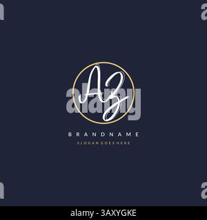 Initial letter AZ logo monogram feminine style with circle line design ideas vector graphic Stock Vector