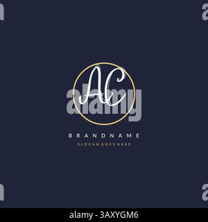 Initial letter AC logo monogram feminine style with circle line design ideas vector graphic Stock Vector