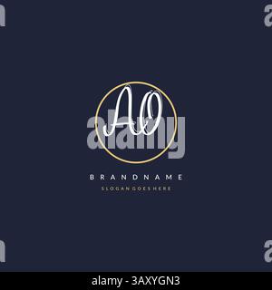 Initial letter AO logo monogram feminine style with circle line design ideas vector graphic Stock Vector
