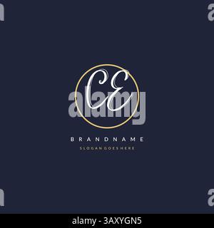 Initial letter CE logo monogram feminine style with circle line design ideas vector graphic Stock Vector