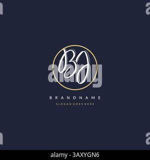 Initial letter BJ logo monogram feminine style with circle line design ideas vector graphic Stock Vector