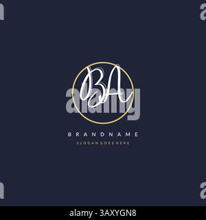Initial letter BA logo monogram feminine style with circle line design ideas vector graphic Stock Vector