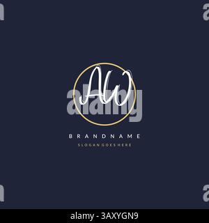 Initial letter AW logo monogram feminine style with circle line design ideas vector graphic Stock Vector