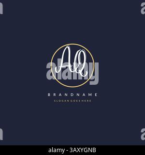 Initial letter AQ logo monogram feminine style with circle line design ideas vector graphic Stock Vector