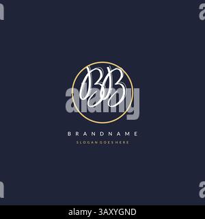 Initial letter BB logo monogram feminine style with circle line design ideas vector graphic Stock Vector