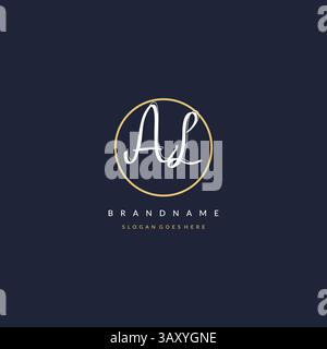 Initial letter AL logo monogram feminine style with circle line design ideas vector graphic Stock Vector