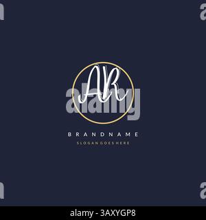 Initial letter AR logo monogram feminine style with circle line design ideas vector graphic Stock Vector