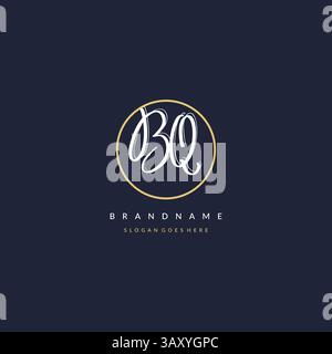 Initial letter BQ logo monogram feminine style with circle line design ideas vector graphic Stock Vector