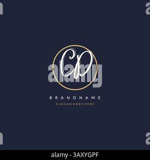 Initial letter CD logo monogram feminine style with circle line design ideas vector graphic Stock Vector