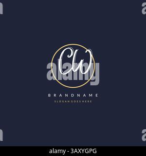 Initial letter CW logo monogram feminine style with circle line design ideas vector graphic Stock Vector